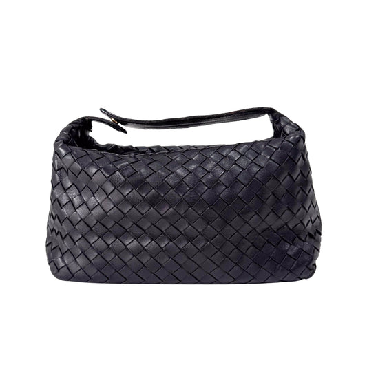 Intrecciato Black Leather Handbag