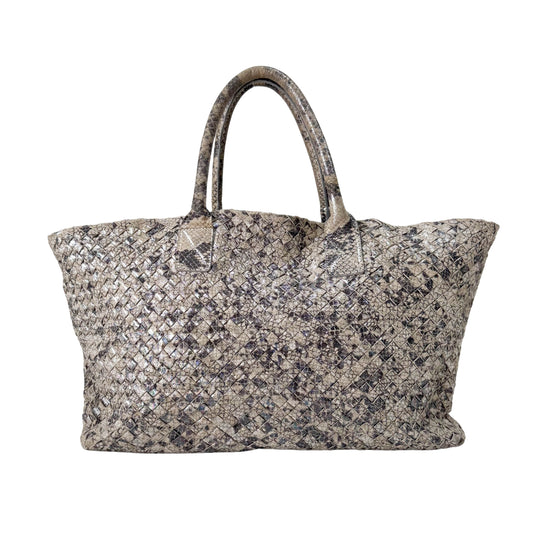 Intrecciato Medium Silver Tote Bag