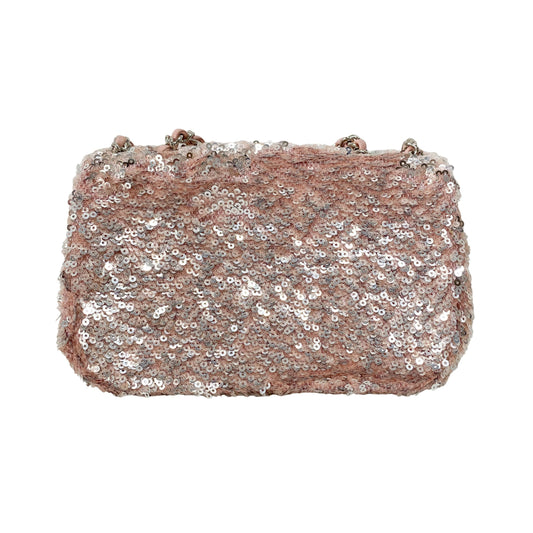 Timeless Classic Mini Pink Sequin Shoulder Bag