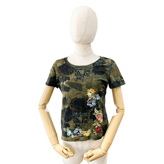 Green Size 10 Floral Embroidered T-Shirt