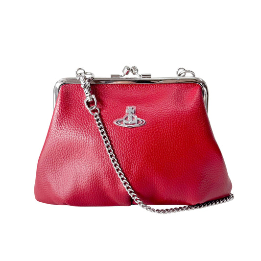Granny Frame Small Red Leather Hand/Shoulder Bag