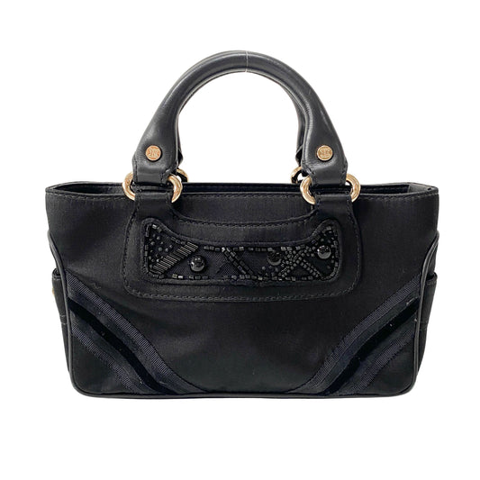 Mini Boogie Black Satin and Beaded Hand Bag