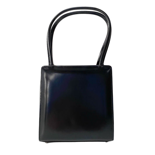 Black Leather Top Handle Bag