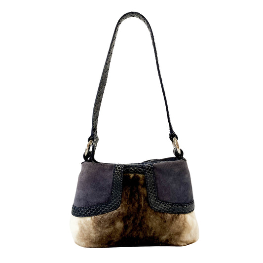 Multi-colour Rabbit Fur Suede & Leather Bag