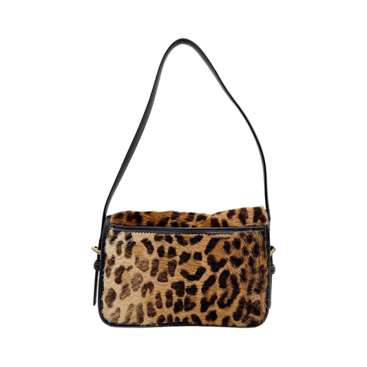 Brown Leopard Print Pony Hair Shoulder Bag