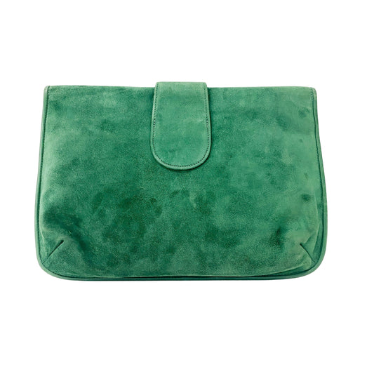 Green Suede Clutch Bag