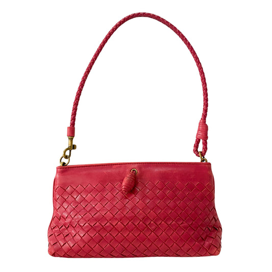 Intrecciato Pink Leather Shoulder Bag
