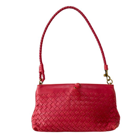 Intrecciato Pink Leather Shoulder Bag