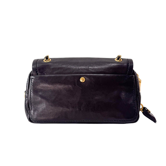 Black Leather Chain Shoulder Bag