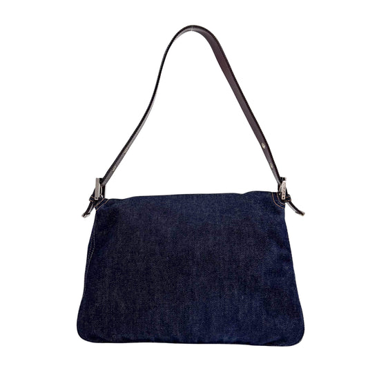 Mamma Baguette Blue Denim Shoulder Bag