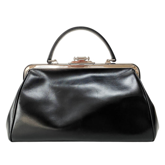 Black Leather Top Handle Bag