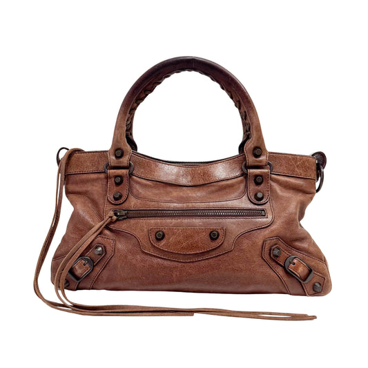 The First Mini Brown Leather Shoulder Bag