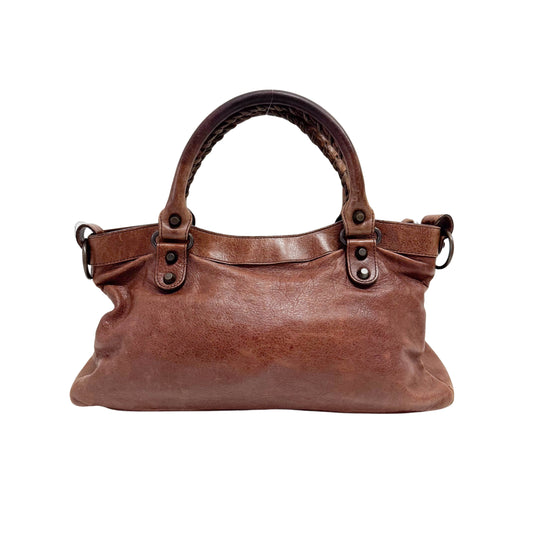 The First Mini Brown Leather Shoulder Bag
