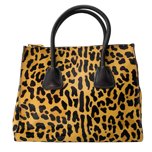 Leopard Print Pony Hair Top Handle Bag