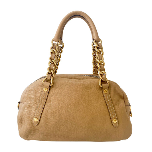 Chain Detail Calf Leather Shoulder Bag