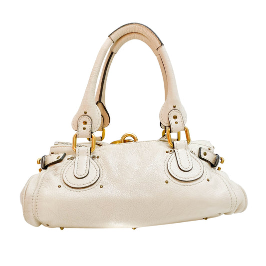 Paddington Beige Calfskin Leather Shoulder Bag