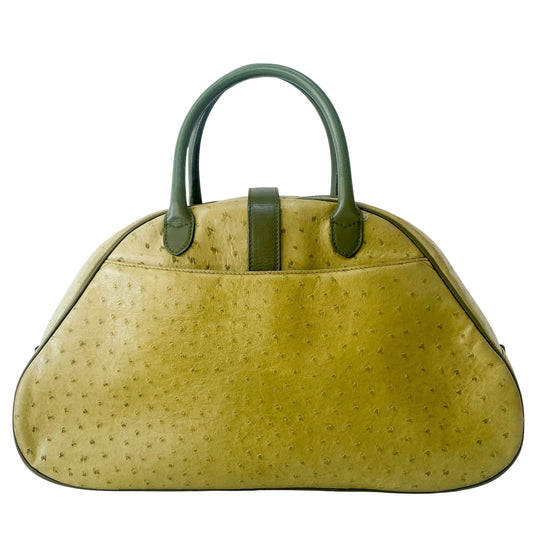 Green Leather Saddle Bowler Bag