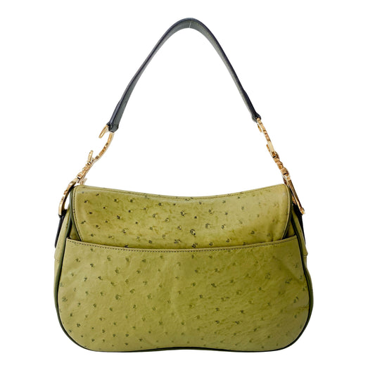 Double Saddle Green Leather Bag