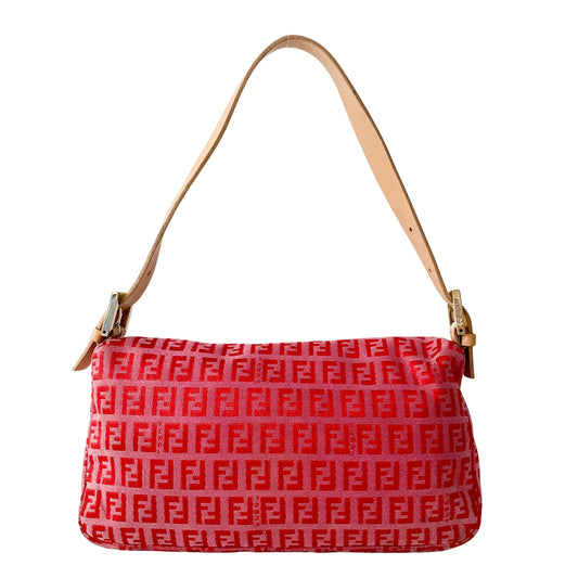 Baguette Pink Zucca Canvas Shoulder Bag