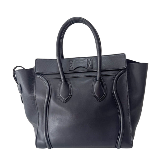 Luggage Black Leather Tote Bag