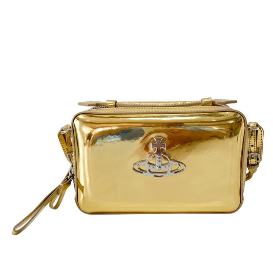 Gold Patent Leather Camera Bag