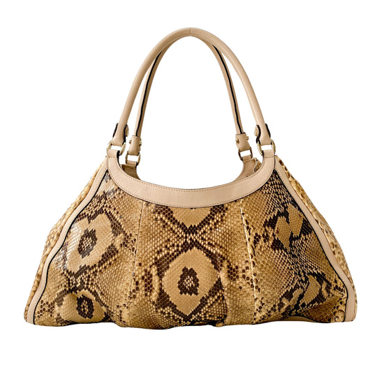 Yellow Embossed Leather Shoulder Bag