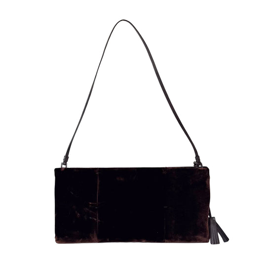 Brown Velvet Shoulder Bag