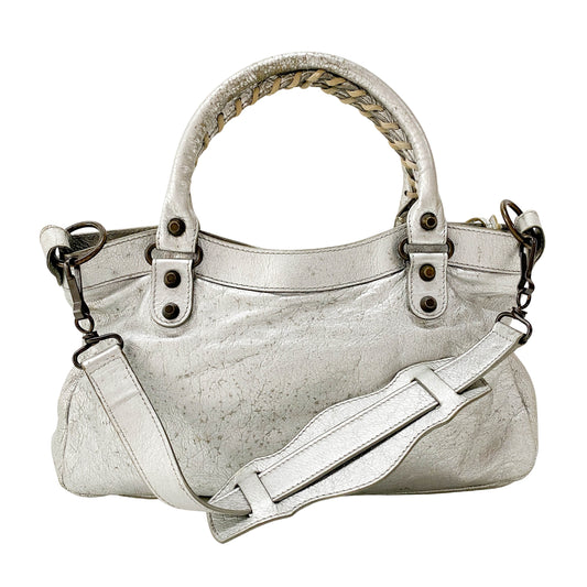 The First Silver Leather 2 Way Bag