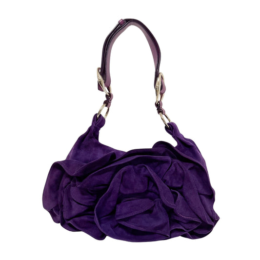YSL Rive Gauche Purple Suede Shoulder Bag