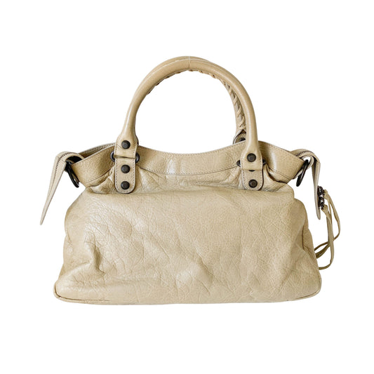 The Town Beige Calfskin Leather Two Way Bag