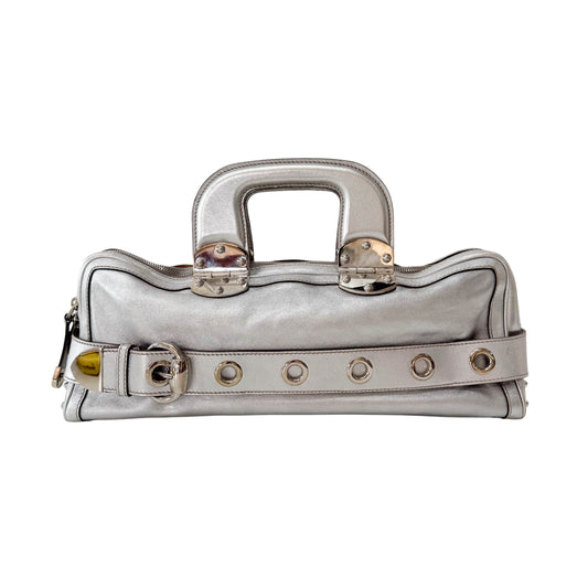 Metallic Silver Leather Bag