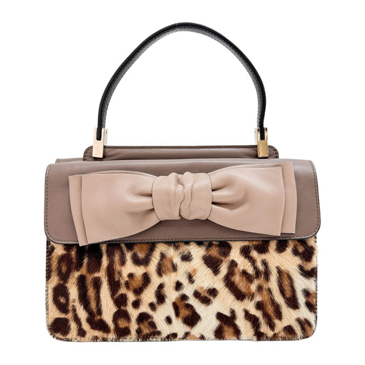 Aphrodite Brown Leather and Leopard Print Pony Hair Hand Bag