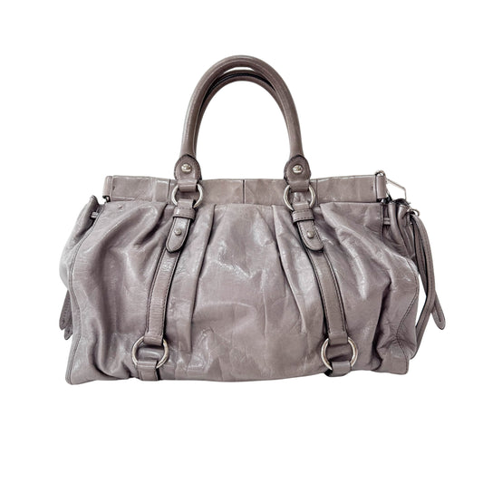Vitello Bauletto Grey Leather Bag