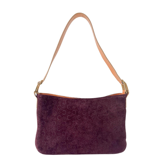 Vintage Red Suede Shoulder Bag