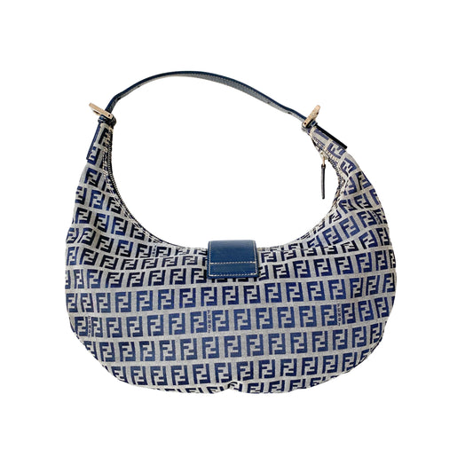 Zucchino Croissant Grey & Blue Canvas Shoulder Bag