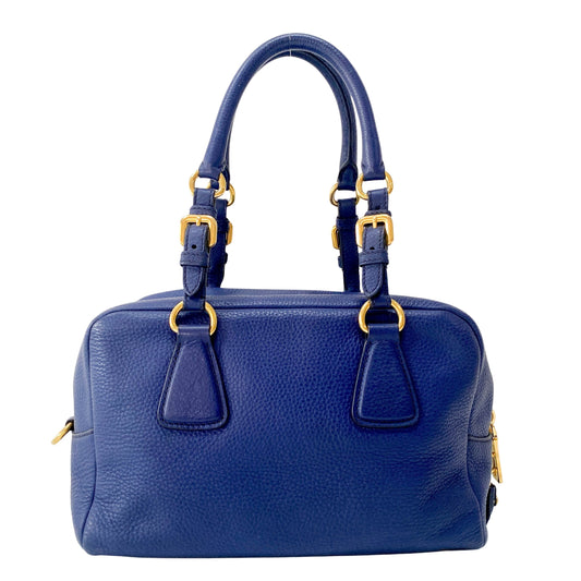 Vitello Daino Navy Leather Shoulder Bag