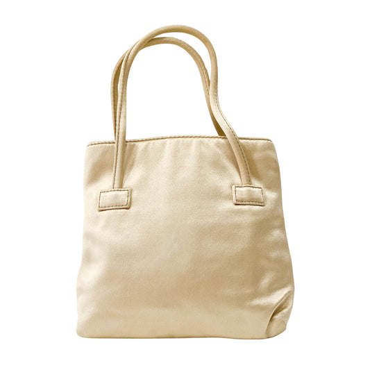 Mini Satin Bag Cream with Stone Plaque