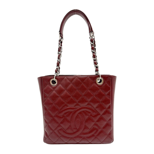 Petite Shopping Tote 2013-2014 Quilted Burgundy Caviar Leather Tote Bag