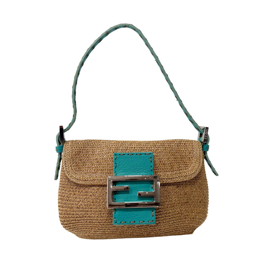 Selleria Mini Beige Raffia Shoulder Bag
