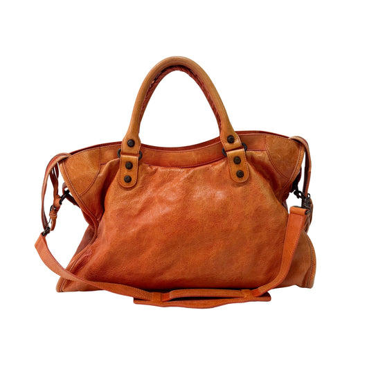 The City Orange Leather Hand bag