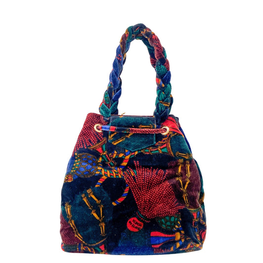 Dark Multicolor Pattern Velvet Bag