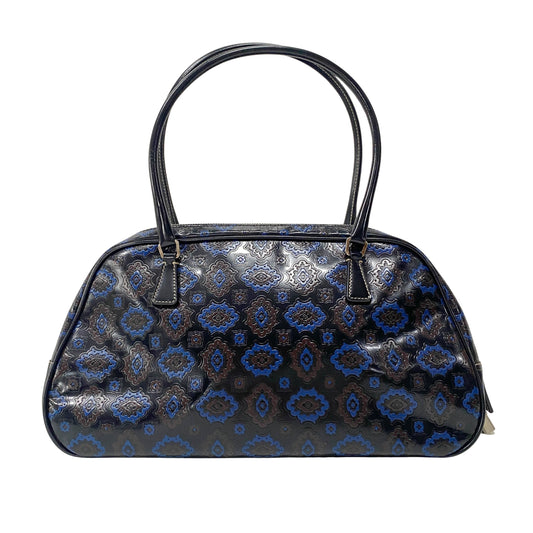 Navy Leather Bowling Bag