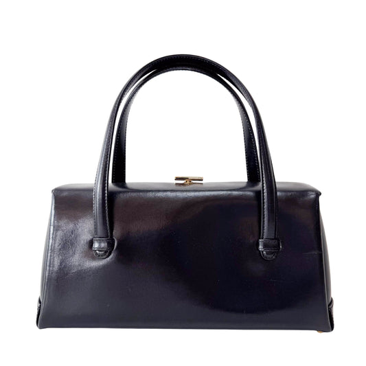 Black Leather Handle Bag