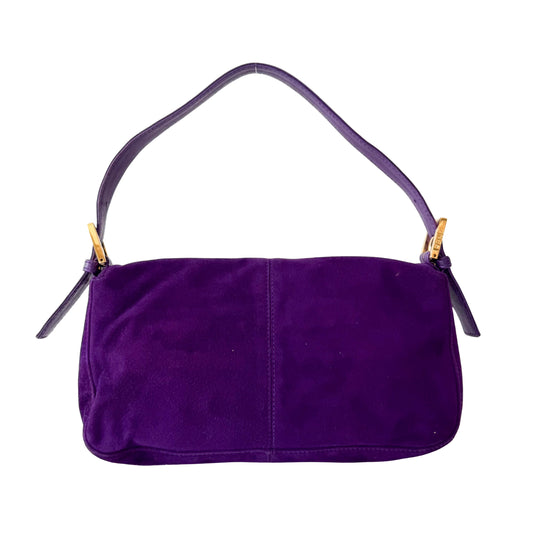 Baguette Purple Suede with Sparkling Gold Buckle Bag