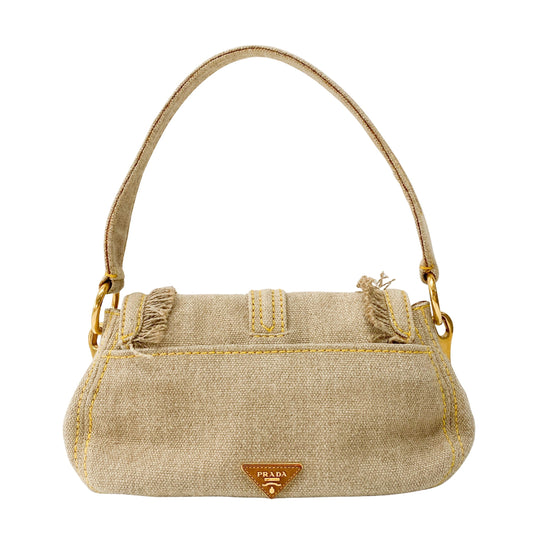 Beige Cotton Shoulder Bag