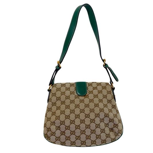 Horsebit Green Leather Shoulder Bag