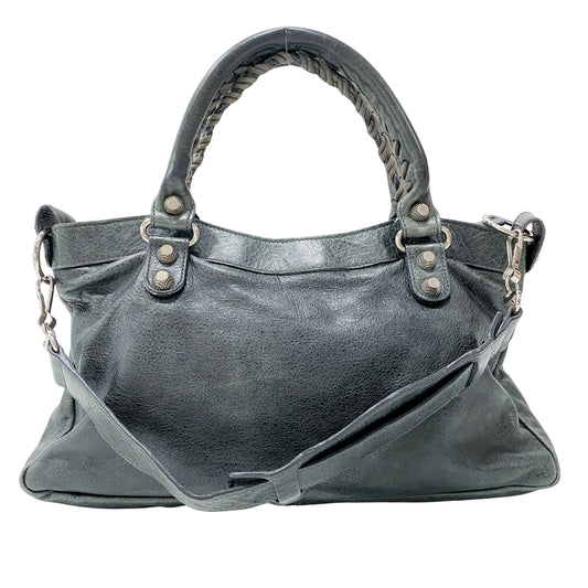 The First Grey Leather Two Way Bag