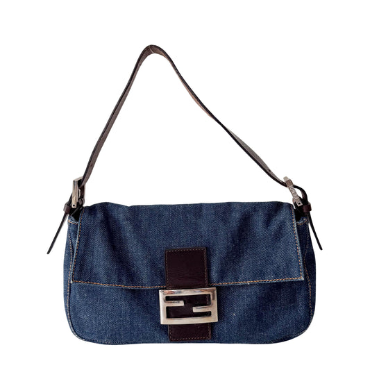 Baguette Blue Denim Shoulder Bag