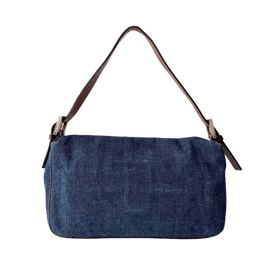 Baguette Blue Denim Shoulder Bag