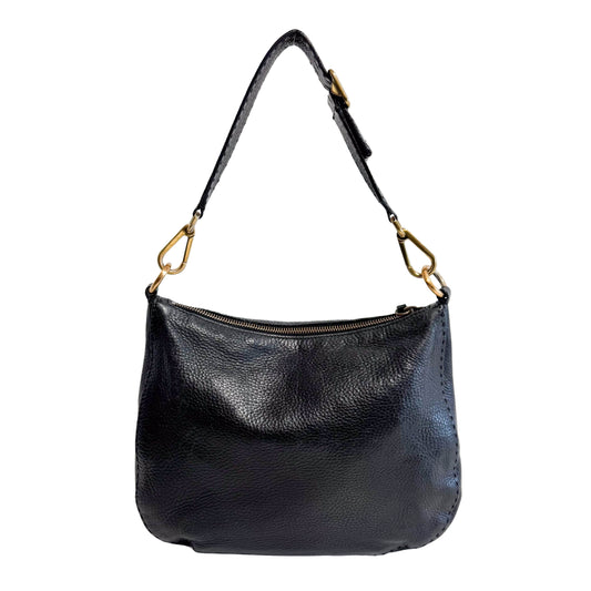 Vintage Leather Black Shoulder Bag